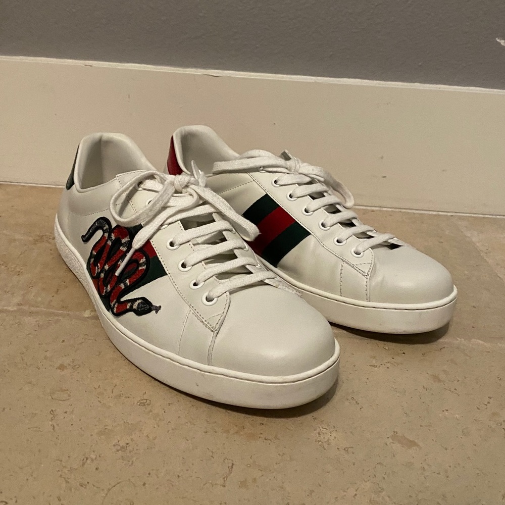 Gucci ace snake embroidered sneaker Men size 10